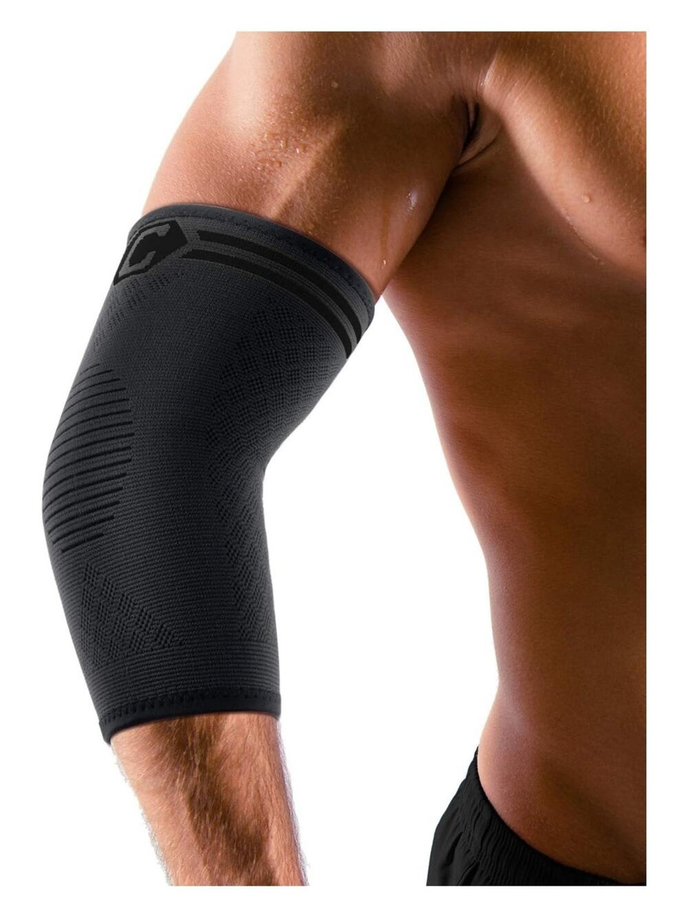 CAMBIVO Elbow Support Brace Compression Sleeve 2 Pack Black Gray EB20